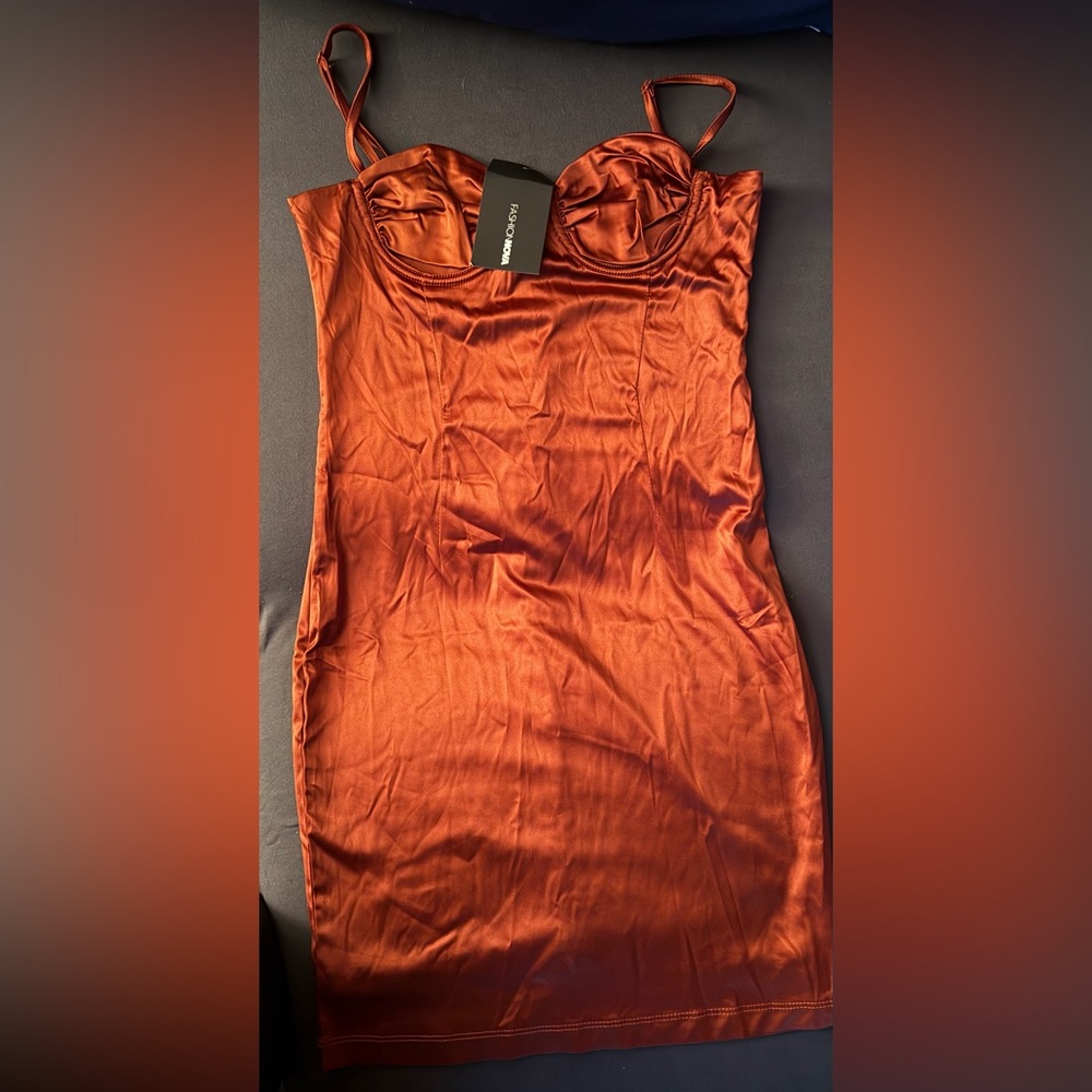 Fashion Nova Copper Satin Chemise